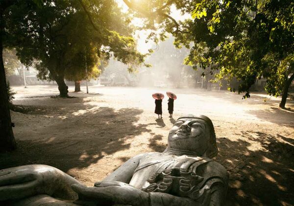 Buddha statue laying on the ground, Mandalay Myanmar