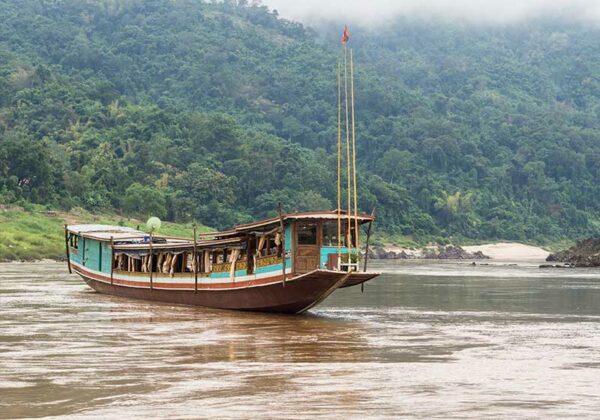 Slow boat cruise on the Mekong River in Laos
