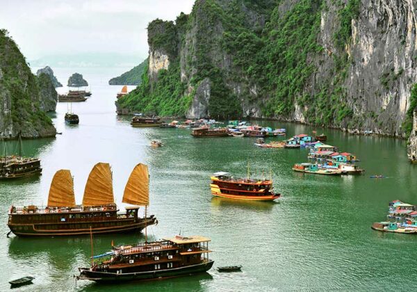 Vietnam-Tourist-Junks-in-Halong-Bay